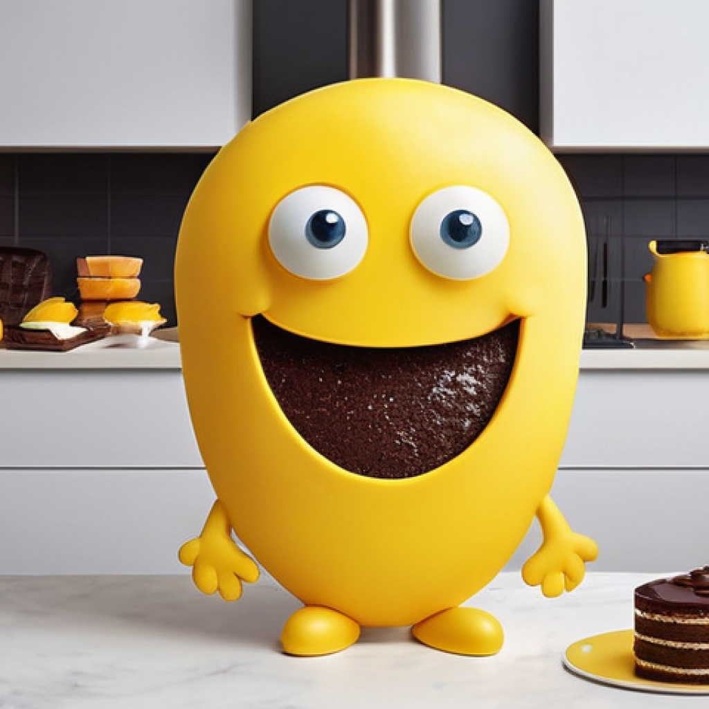 라바 옐로우의 성격 및 역할 - **Prompt: The Determined Gourmand's Delight**
"A cute, simple-designed yellow larva, named Jaune...