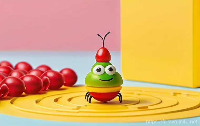 라바 관련 공식 게임 소개 - **"A vibrant and action-packed scene depicting the two iconic Larva characters, Red and Yellow, comi...
