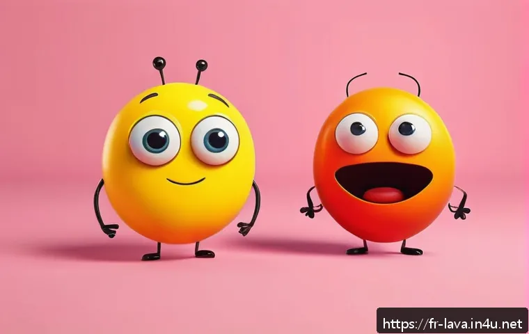 라바의 상업적 성공 요인 분석 - A vibrant and minimalistic cartoon scene featuring two expressive larva characters with simple, roun...